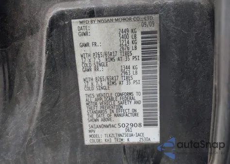 2010 Nissan Xterra Se from USA, damaged, VIN 5N1AN0NW9AC502908